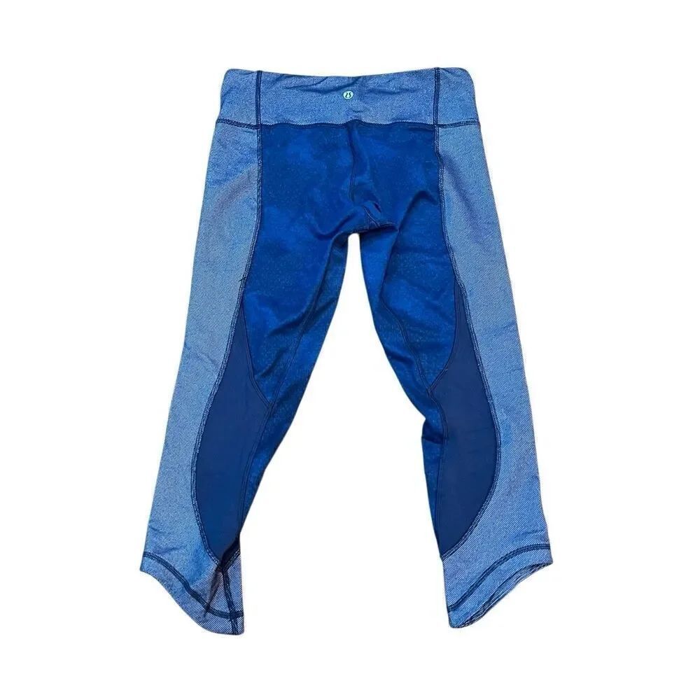 Lululemon Leggings Blue Print Low Waist Capri Size 6